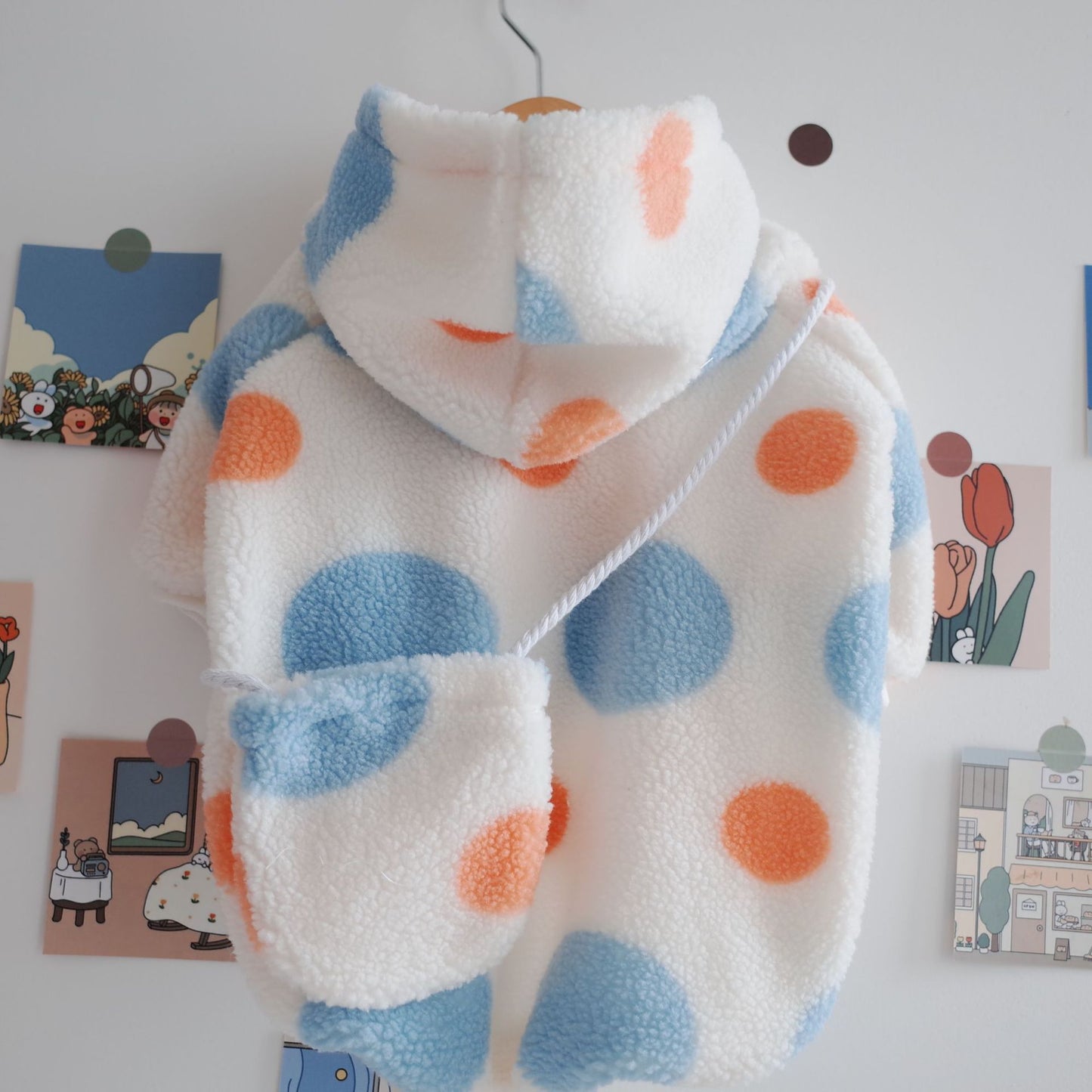 Fleece Dot Print Hoodie